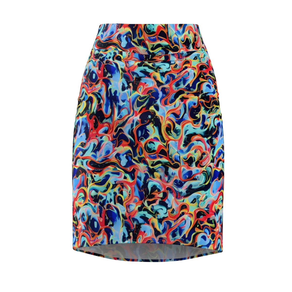 Bluefire Swirl on Pencil Skirt — Front