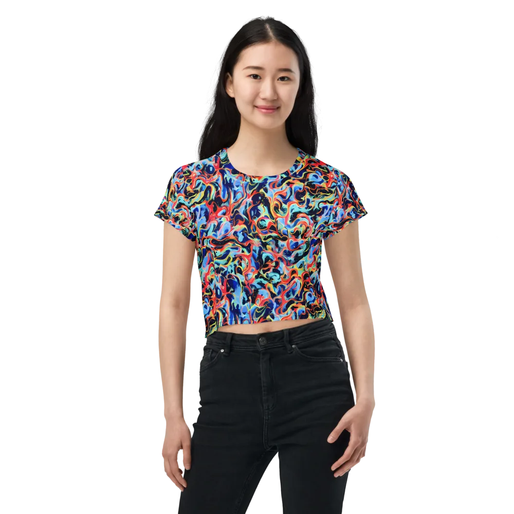 Bluefire Swirl on Crop Tee — Front