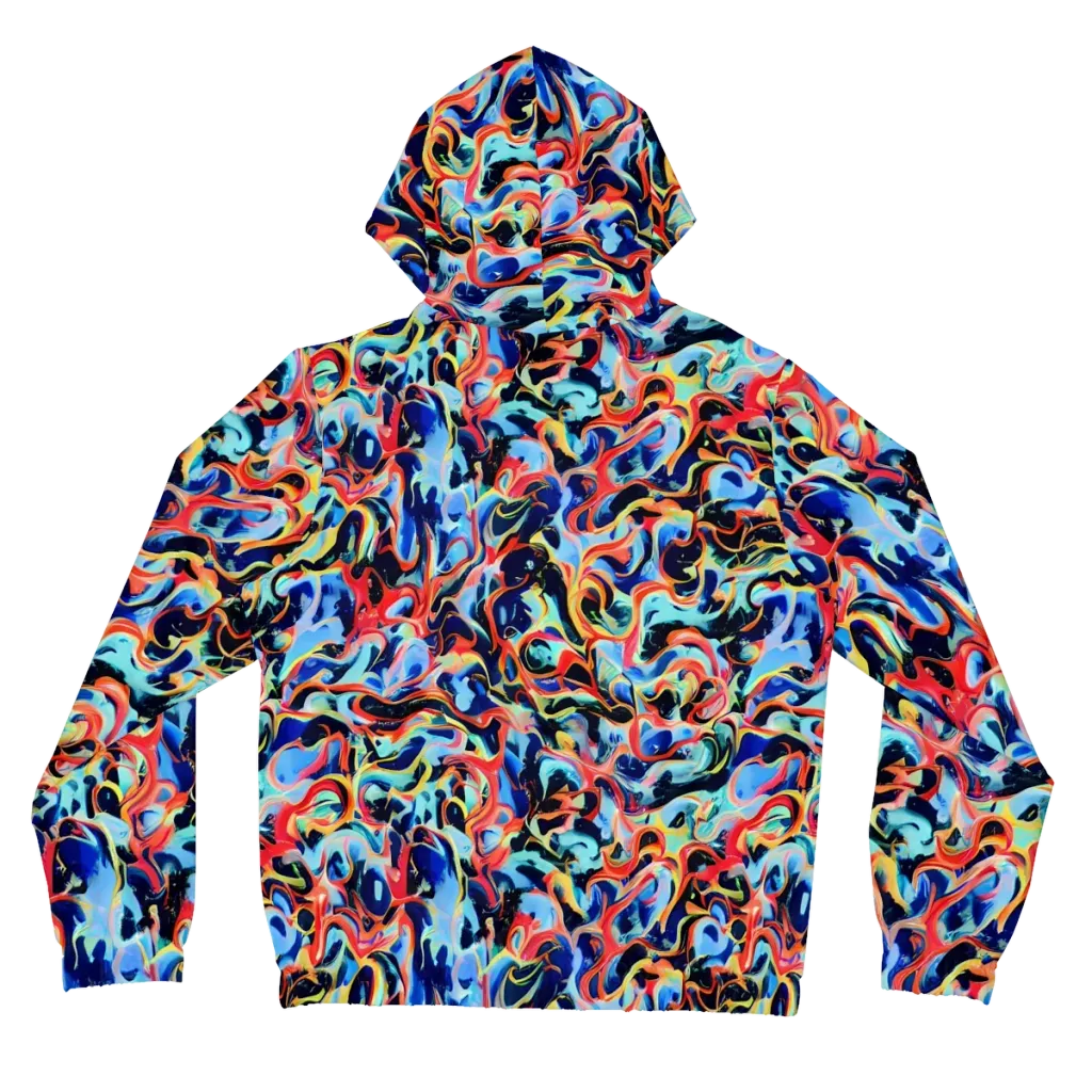 Bluefire Swirl on Women's Full-Zip Hoodie — Back