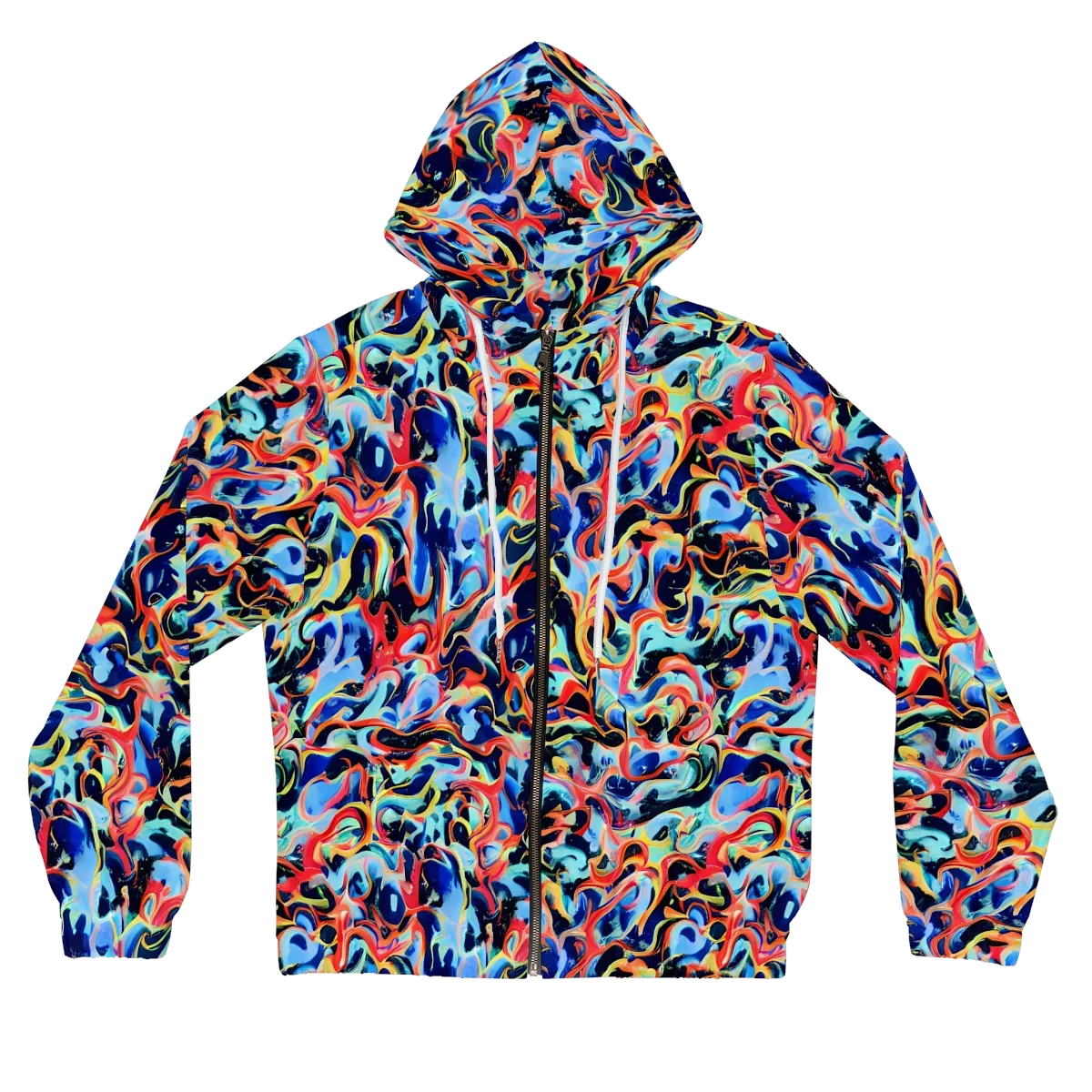 Bluefire Swirl on Women's Full-Zip Hoodie — Front