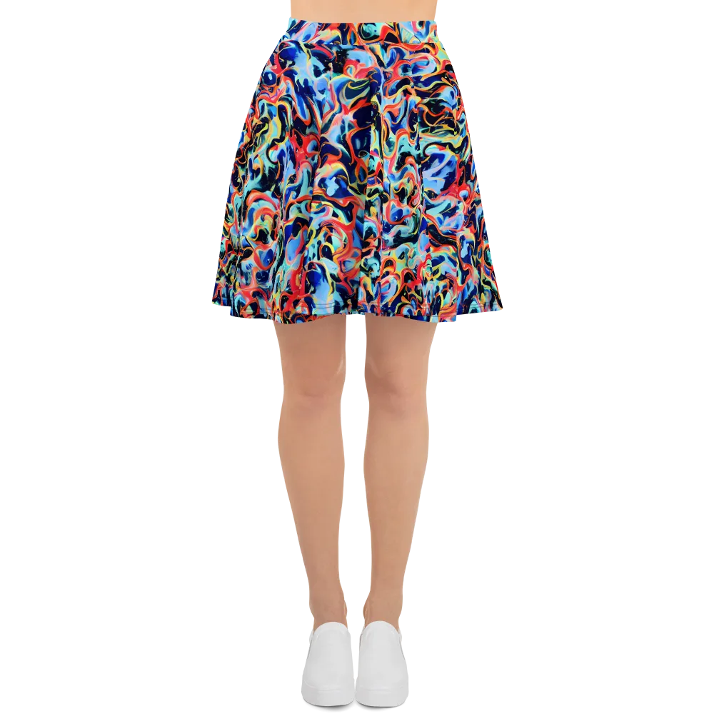 Bluefire Swirl on Skater Skirt — Front