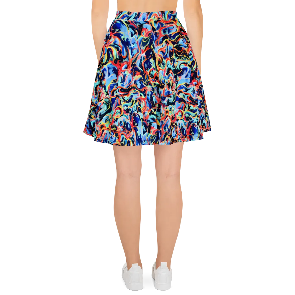 Bluefire Swirl on Skater Skirt — Back