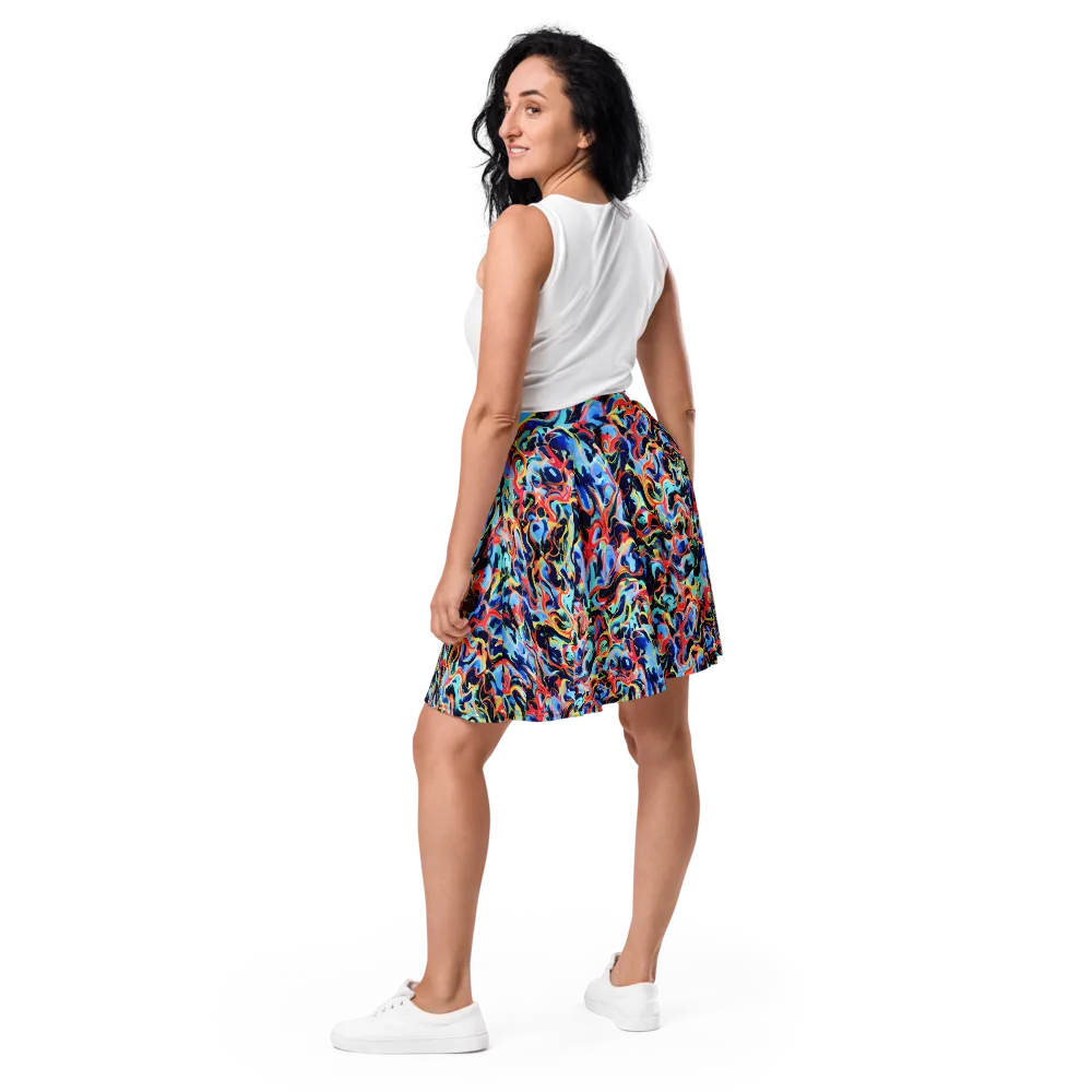 Bluefire Swirl on Skater Skirt — Back