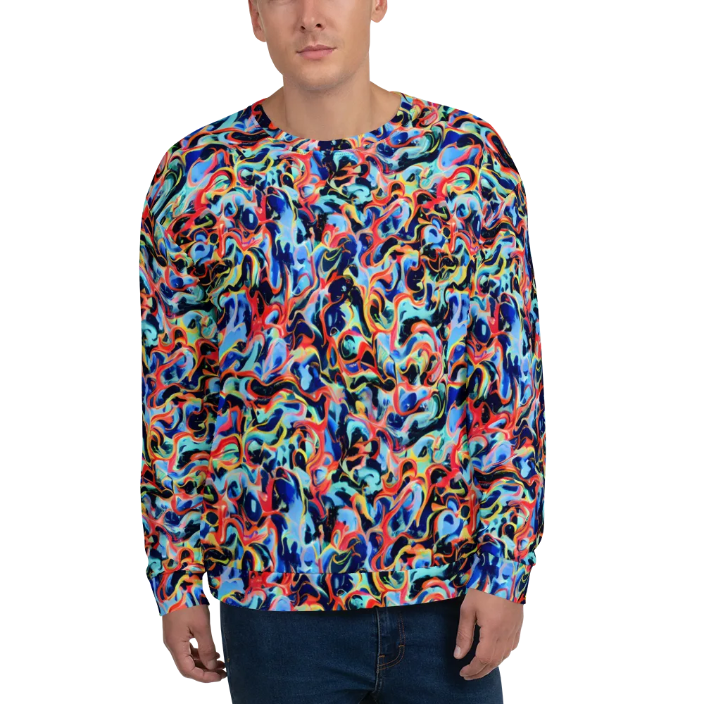 Bluefire Swirl on Sweatshirt — Front