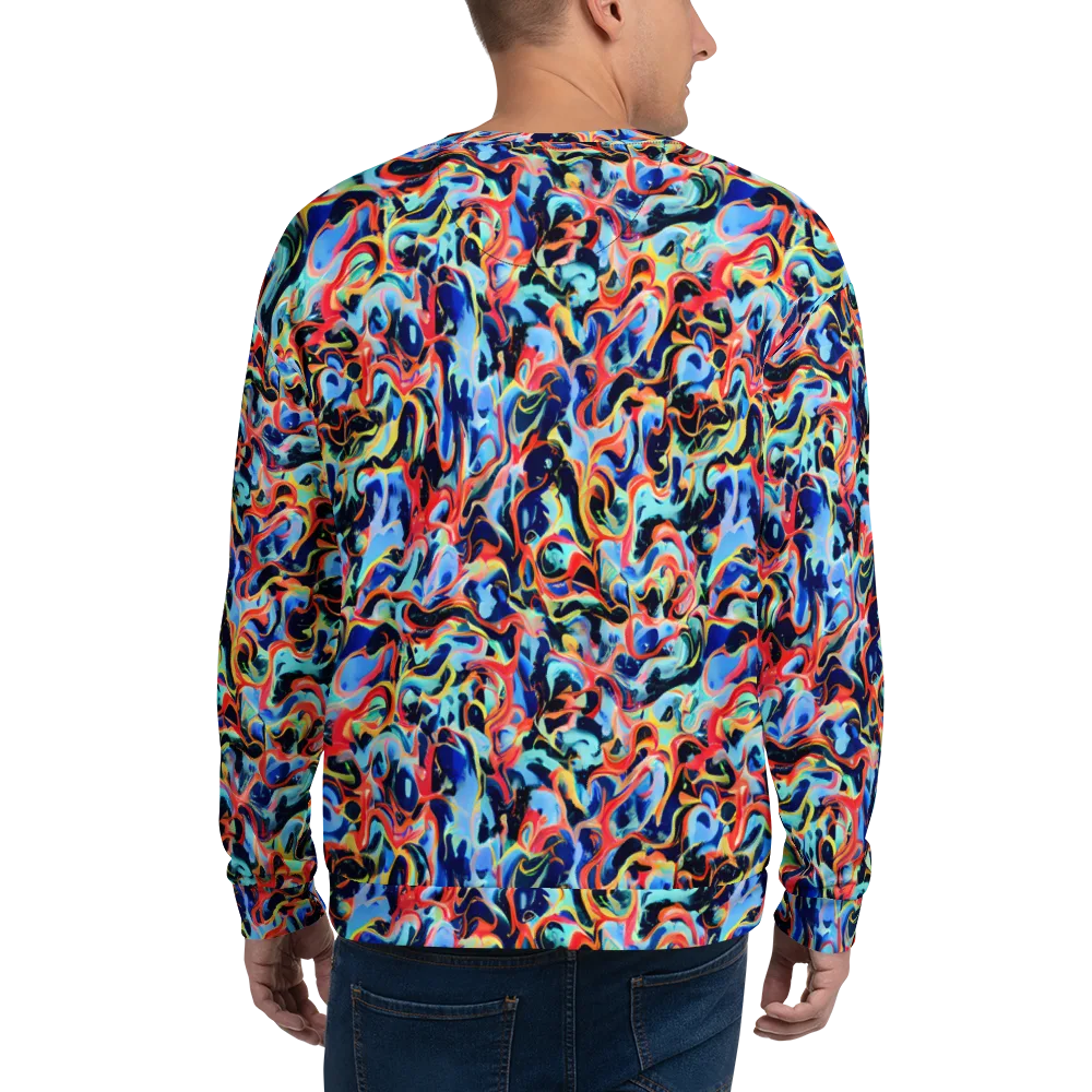 Bluefire Swirl on Sweatshirt — Back