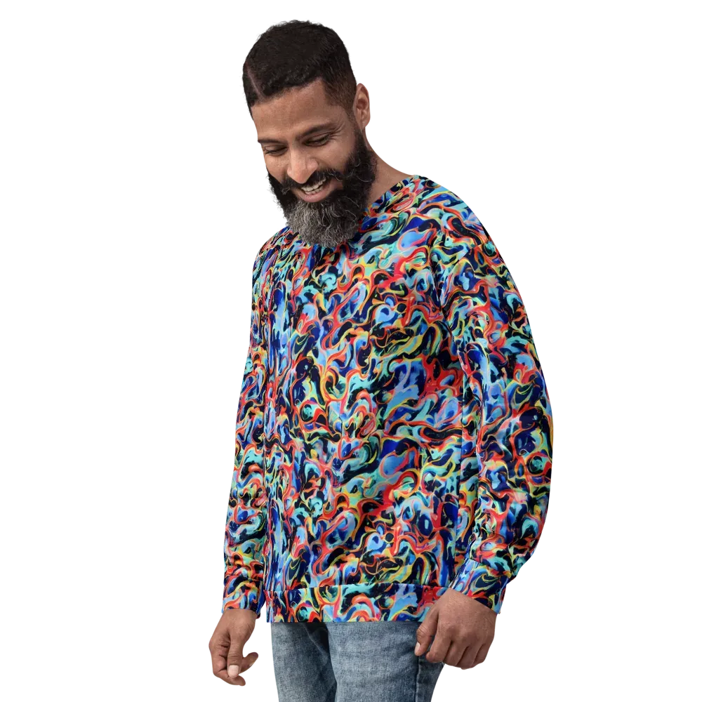 Bluefire Swirl on Sweatshirt — Left Front