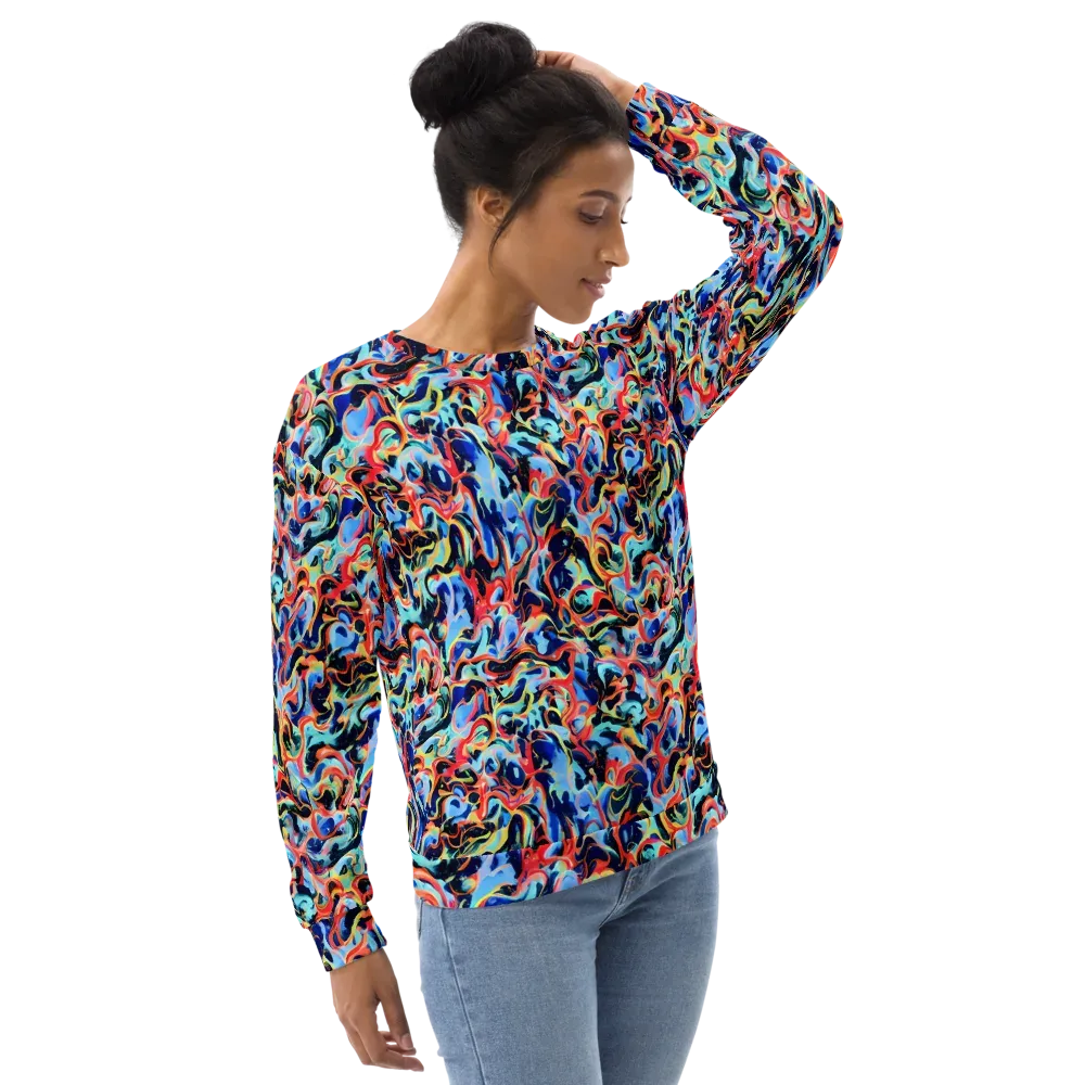 Bluefire Swirl on Sweatshirt — Right Front