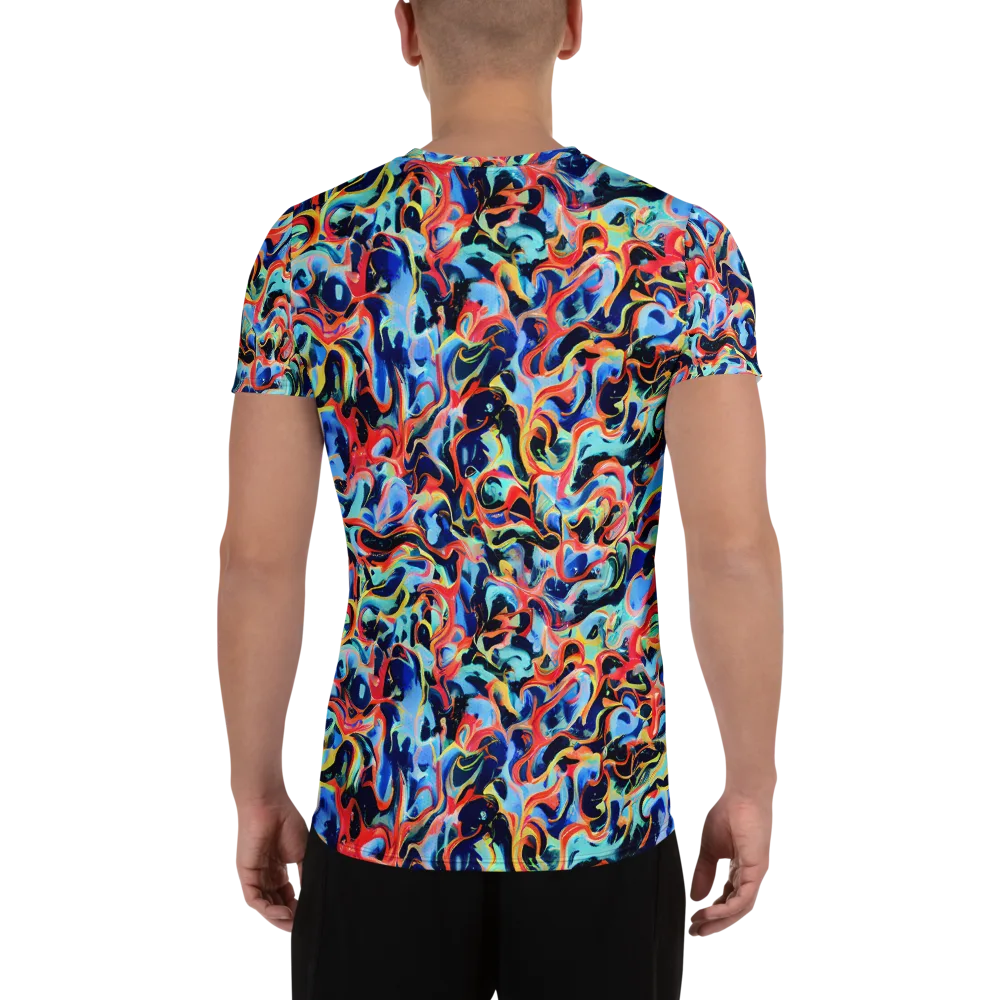 Bluefire Swirl on Men's Athletic T-Shirt — Back