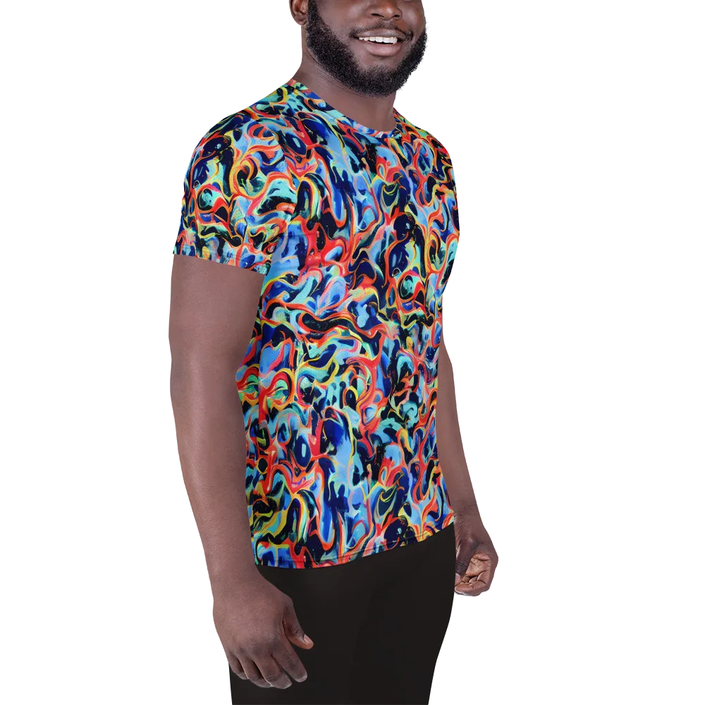 Bluefire Swirl on Men's Athletic T-Shirt — Right