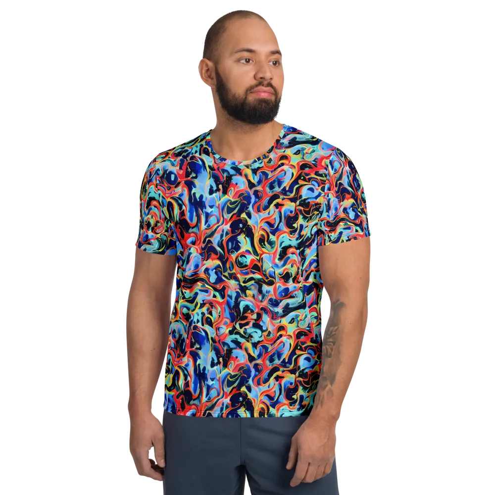 Bluefire Swirl on Men's Athletic T-Shirt — Front