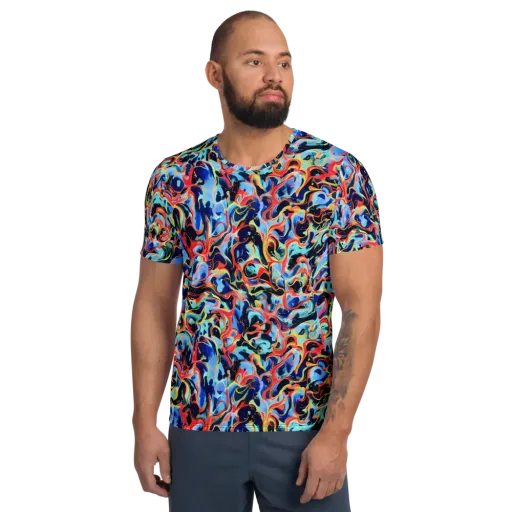 Bluefire Swirl on a Men's Athletic T-Shirt