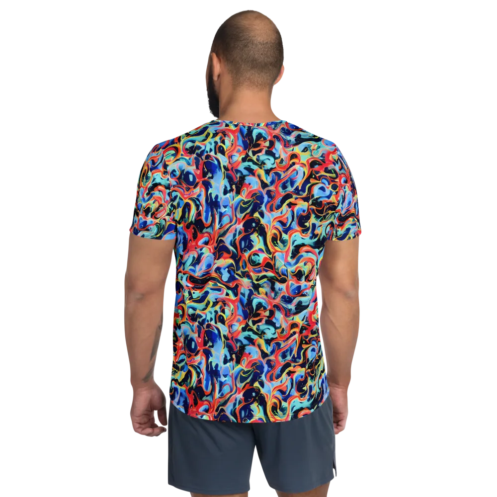 Bluefire Swirl on Men's Athletic T-Shirt — Back