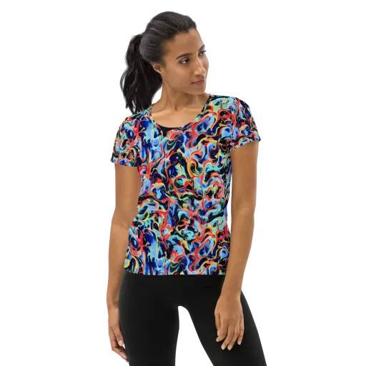 Bluefire Swirl on a Women's Athletic T-Shirt