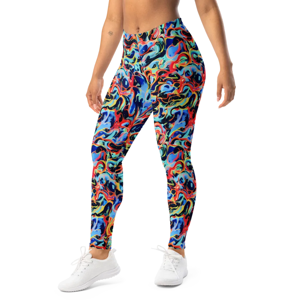 Bluefire Swirl on Leggings — Left Front