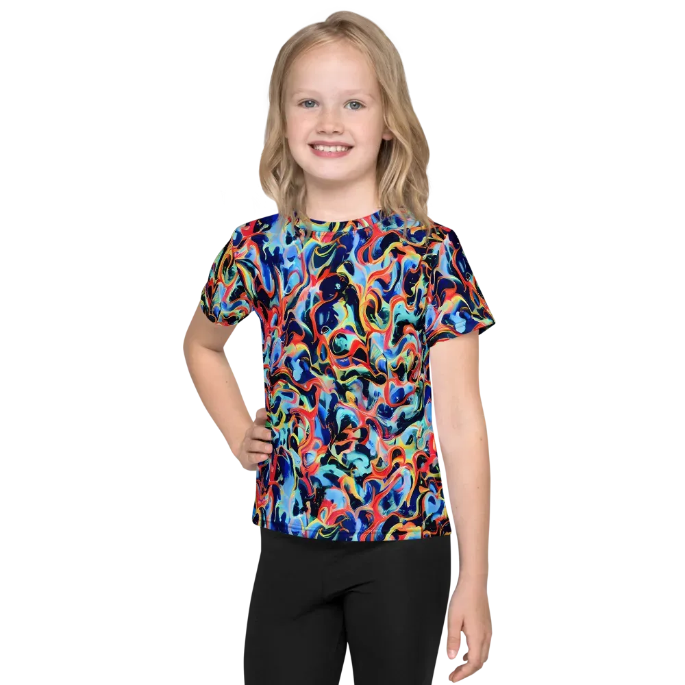 Bluefire Swirl on Kids Crew Neck T-Shirt — Front