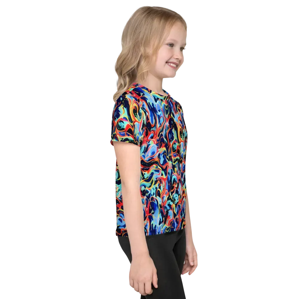 Bluefire Swirl on Kids Crew Neck T-Shirt — Right