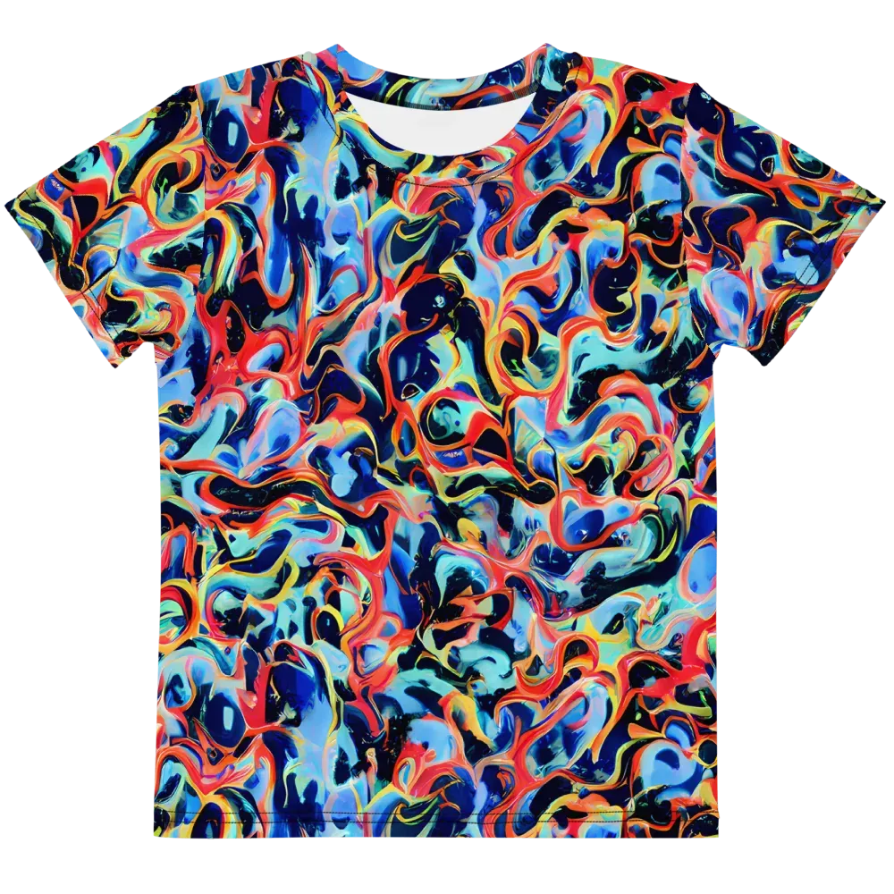 Bluefire Swirl on Kids Crew Neck T-Shirt — Front