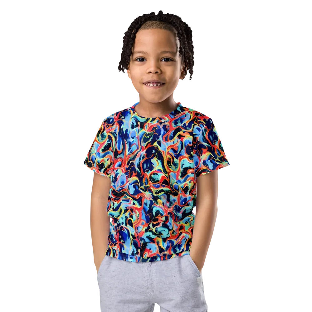 Bluefire Swirl on Kids Crew Neck T-Shirt — Front
