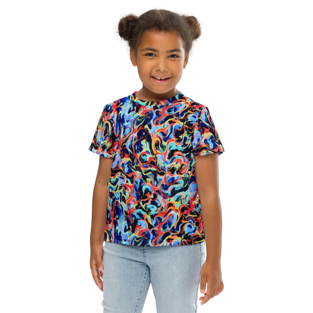 Bluefire Swirl on Kids Crew Neck T-Shirt — Front
