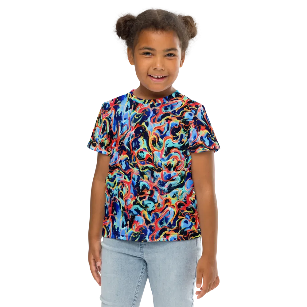 Bluefire Swirl on Kids Crew Neck T-Shirt — Front