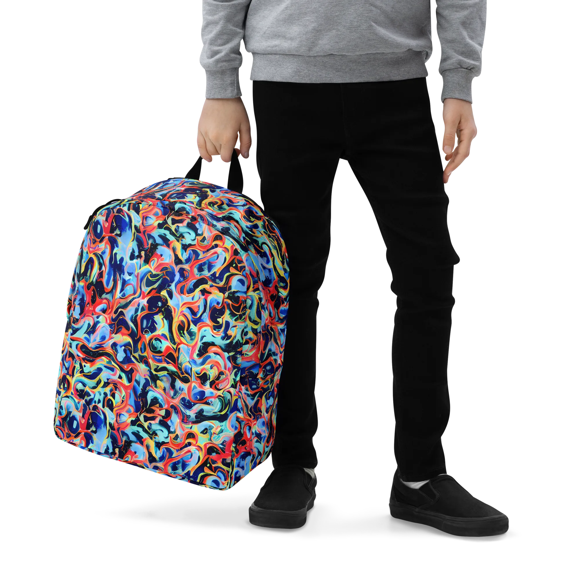 Bluefire Swirl on Minimalist Backpack — Zoomed-in