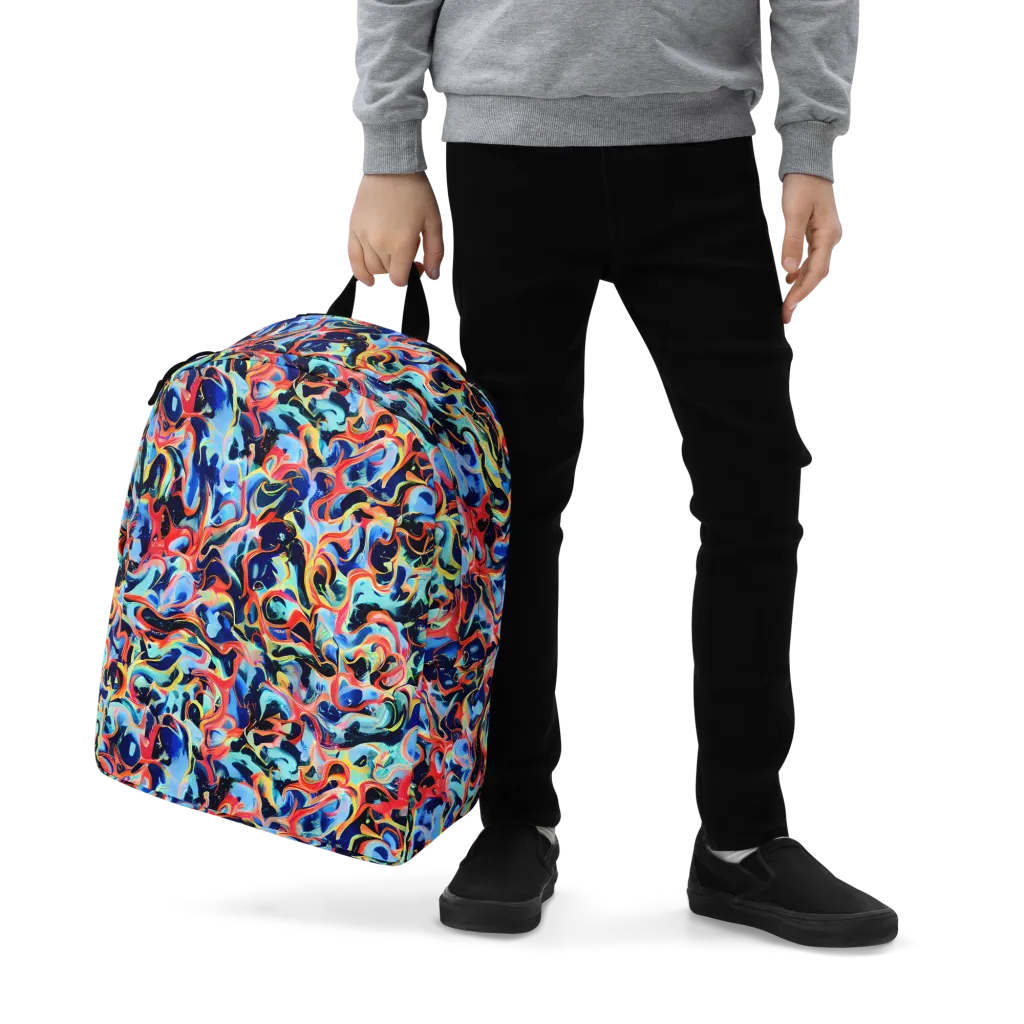 Bluefire Swirl on Minimalist Backpack — Zoomed-in
