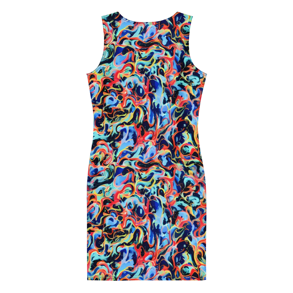 Bluefire Swirl on Bodycon Dress — Back