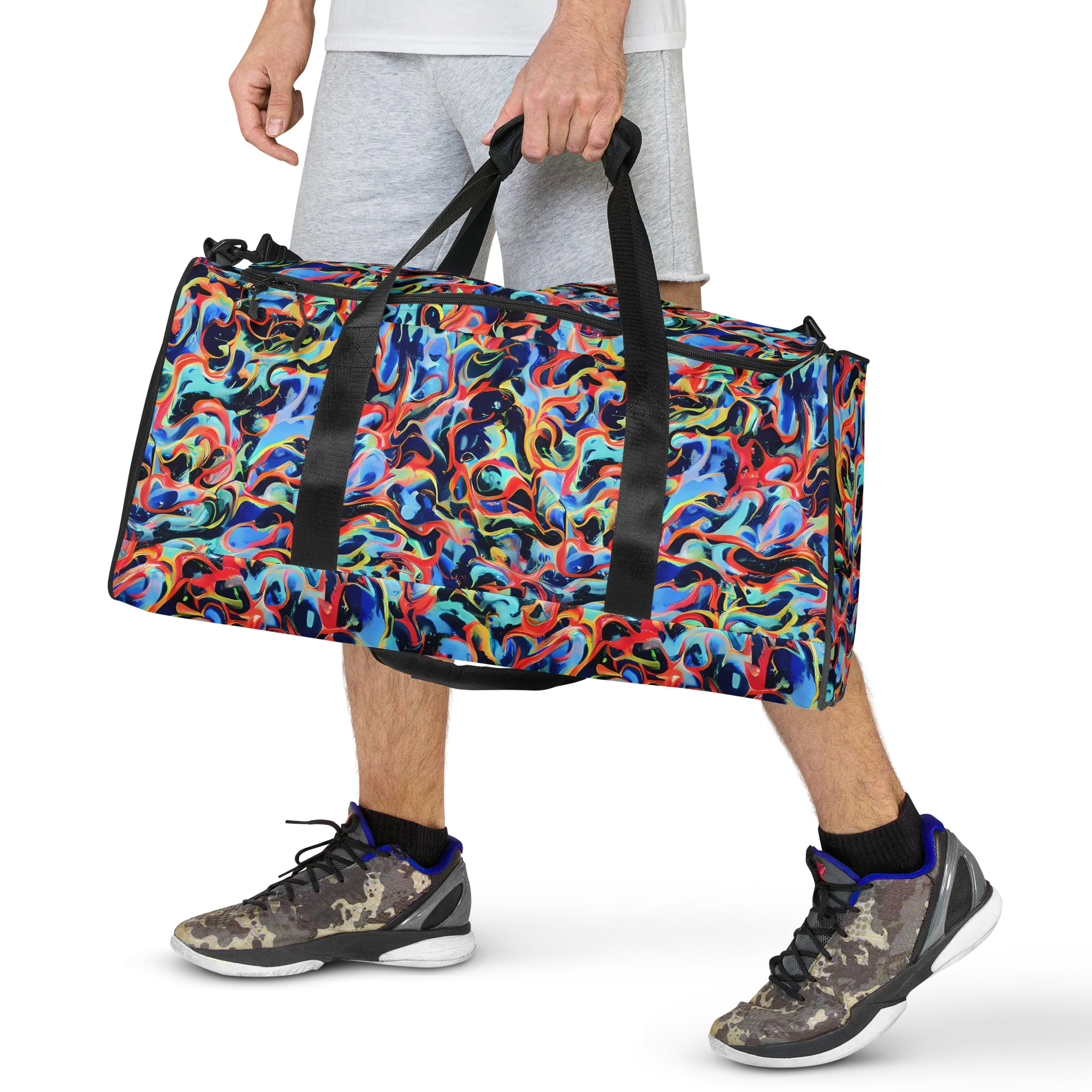 Bluefire Swirl on Duffle Bag — Front