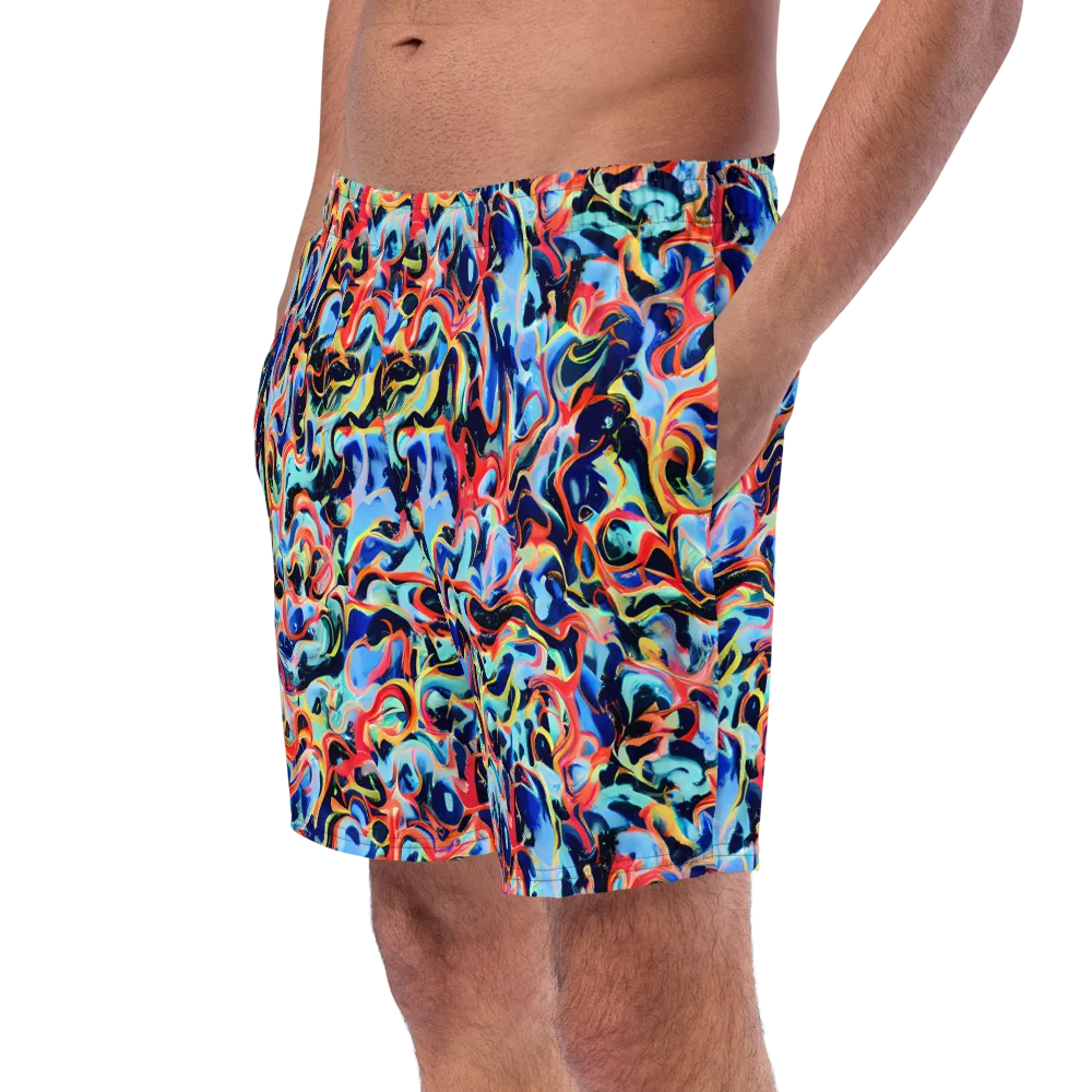 Bluefire Swirl on Swim Trunks — Left Front