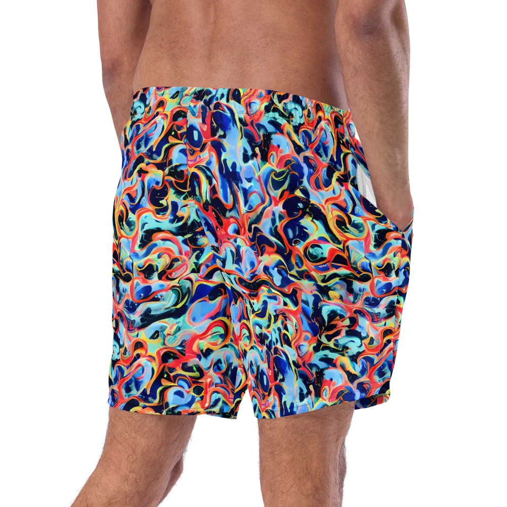Bluefire Swirl on Swim Trunks — Right Back
