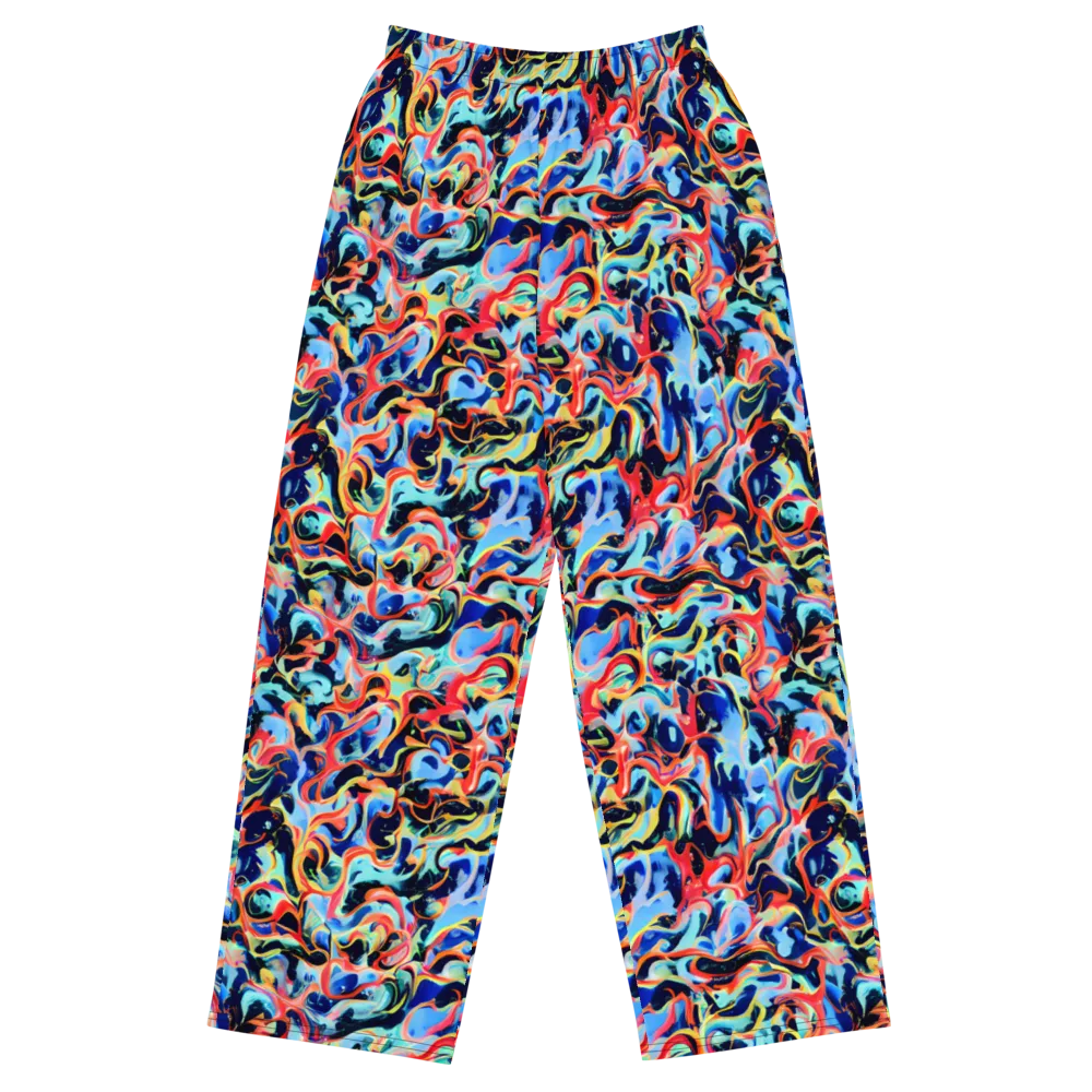 Bluefire Swirl on Wide-Leg Pants — Front