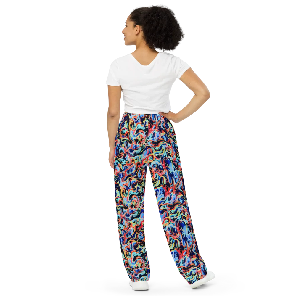 Bluefire Swirl on Wide-Leg Pants — Back