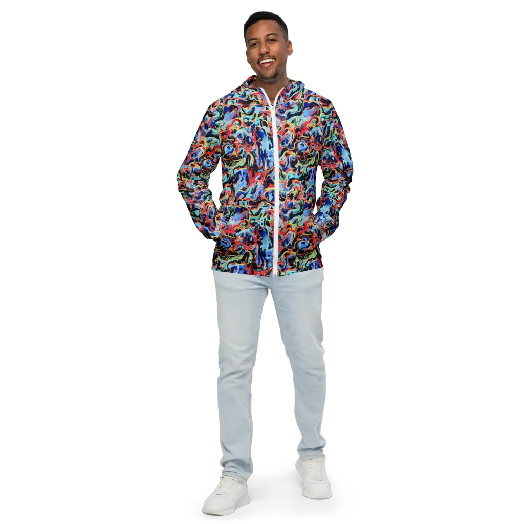 Bluefire Swirl on Men's Windbreaker — Front