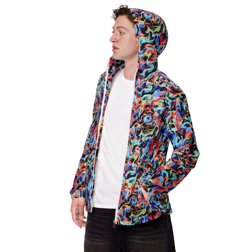 Bluefire Swirl on Men's Windbreaker — Left Front