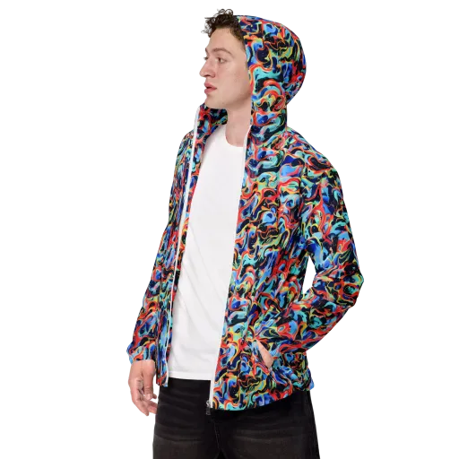 Bluefire Swirl on a Men's Windbreaker