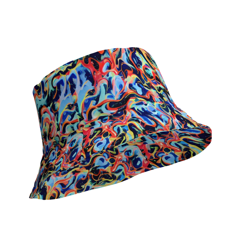 Bluefire Swirl on Reversible Bucket Hat — Product details Outside