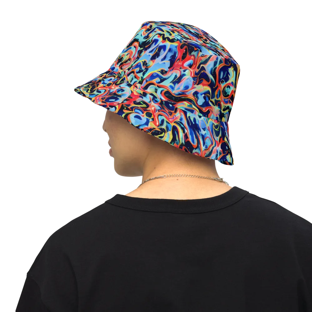 Bluefire Swirl on Reversible Bucket Hat — Back Inside