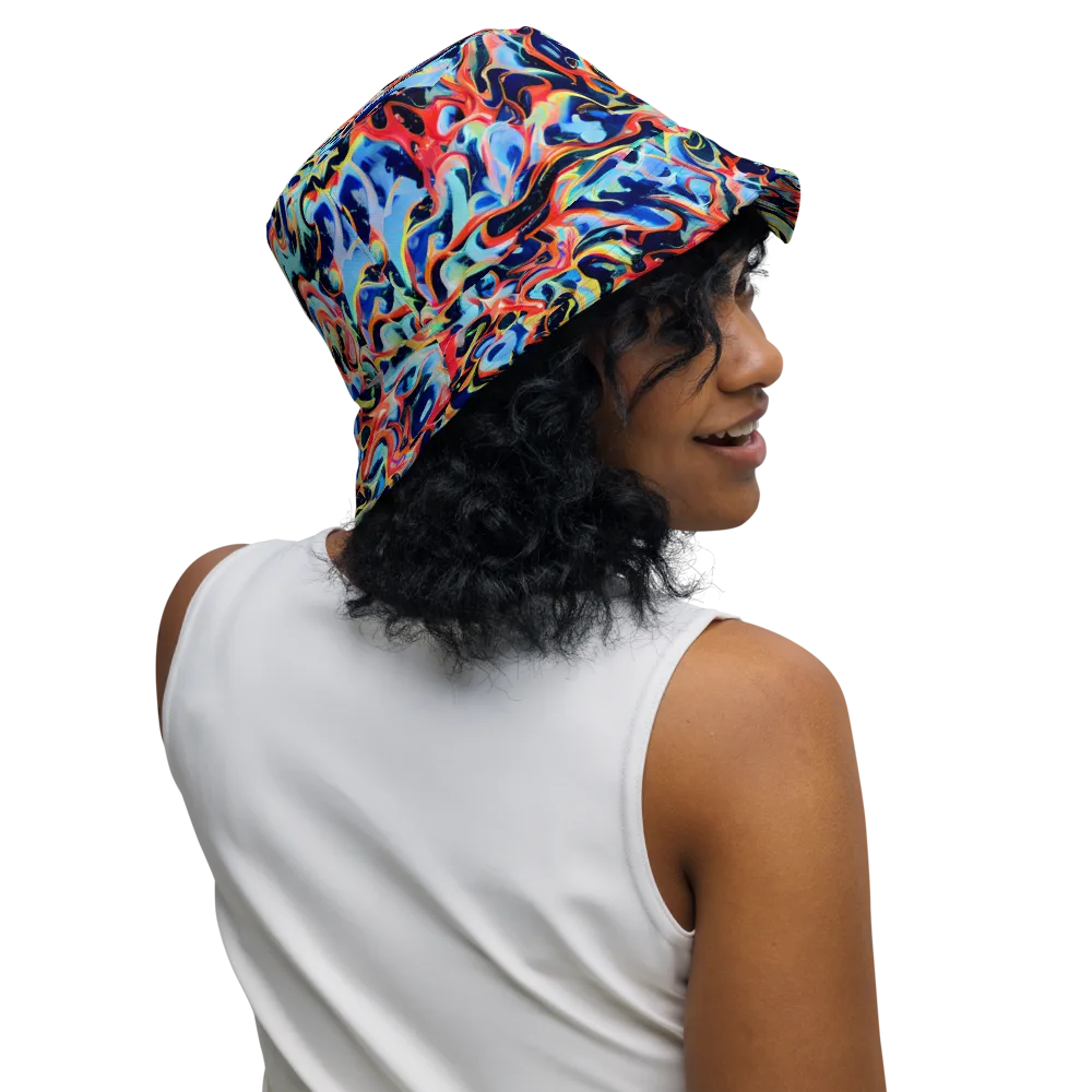 Bluefire Swirl on Reversible Bucket Hat — Right Outside