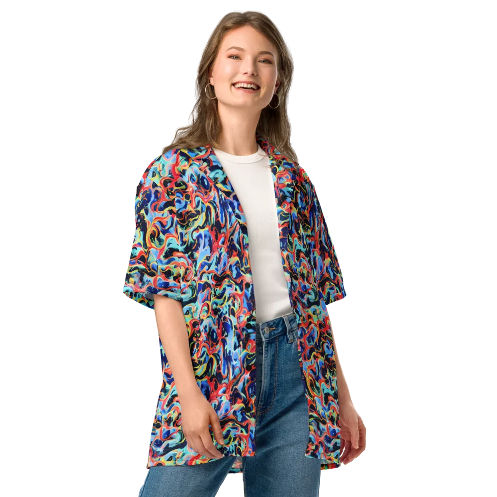 Bluefire Swirl on Button Shirt — Front