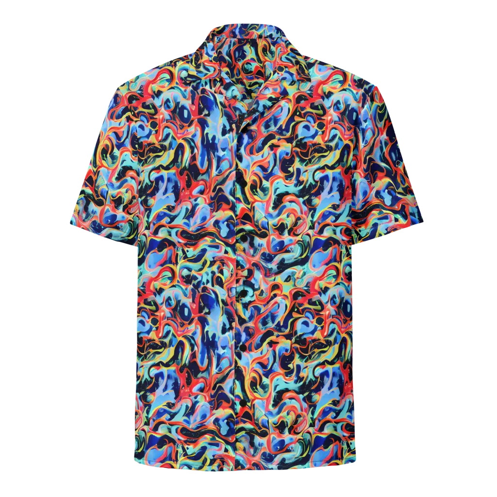 Bluefire Swirl on Button Shirt — Front