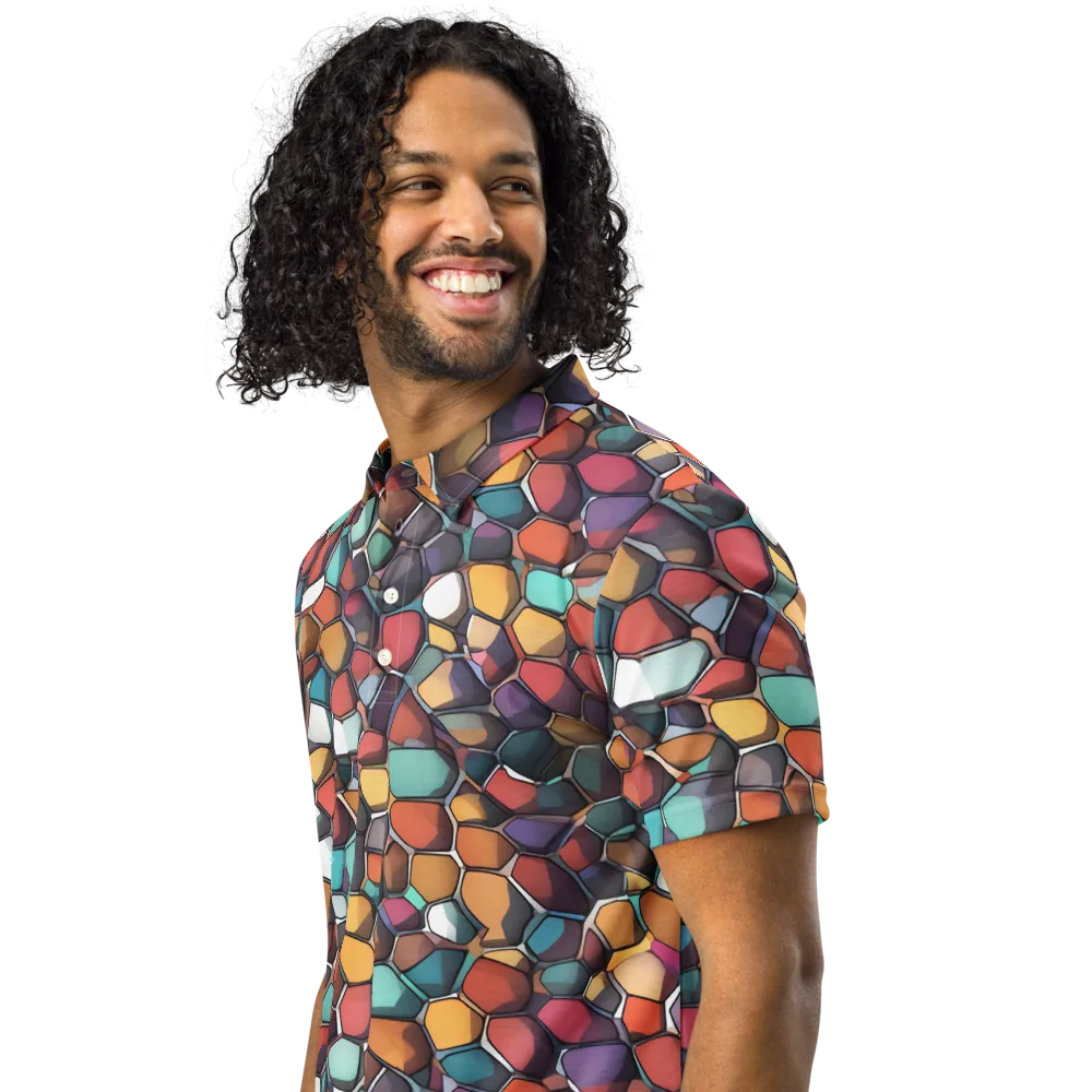 Prism Pebble on Men's Slim Fit Polo Shirt — Left Front