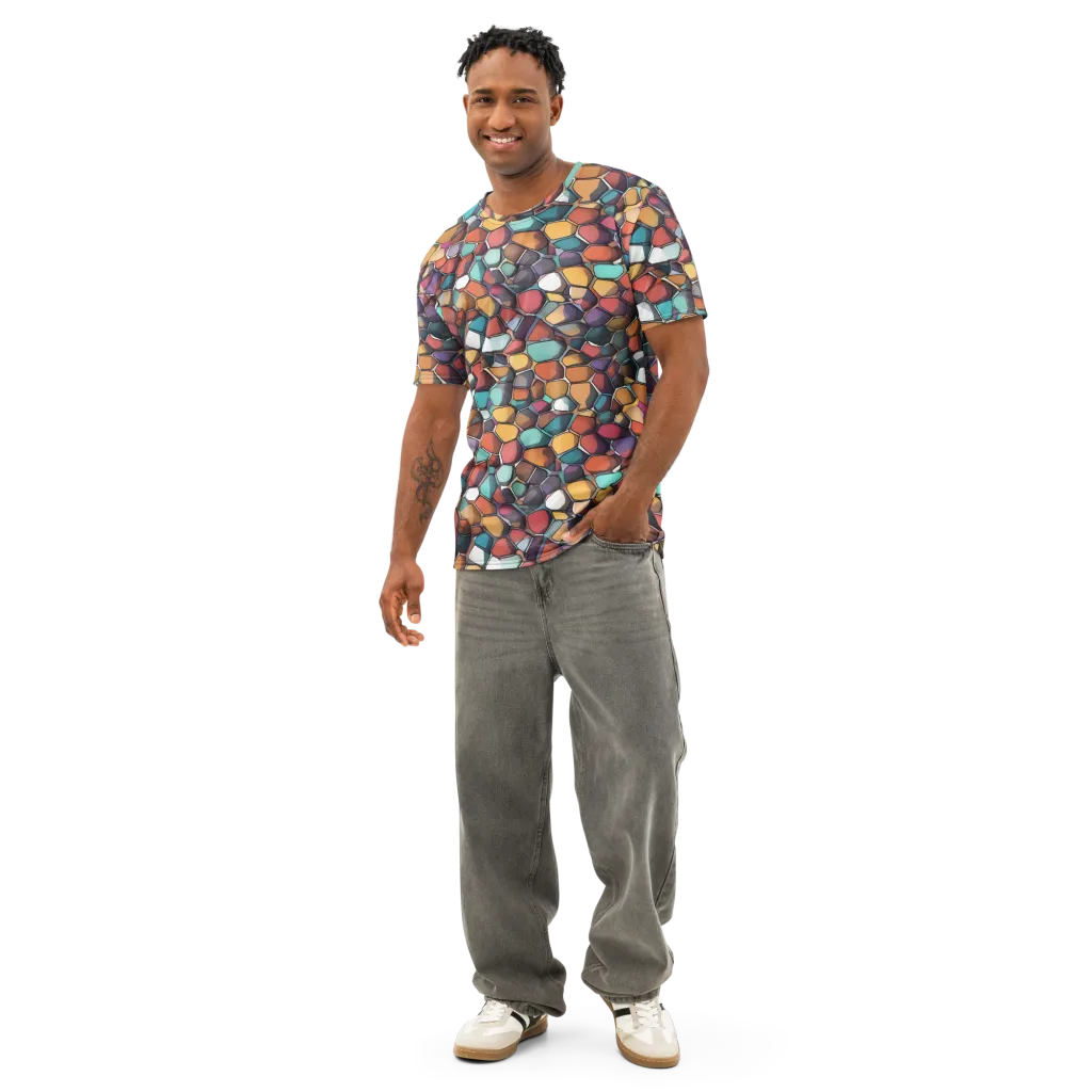 Prism Pebble on Men's Cotton Crew Neck T-Shirt — Front