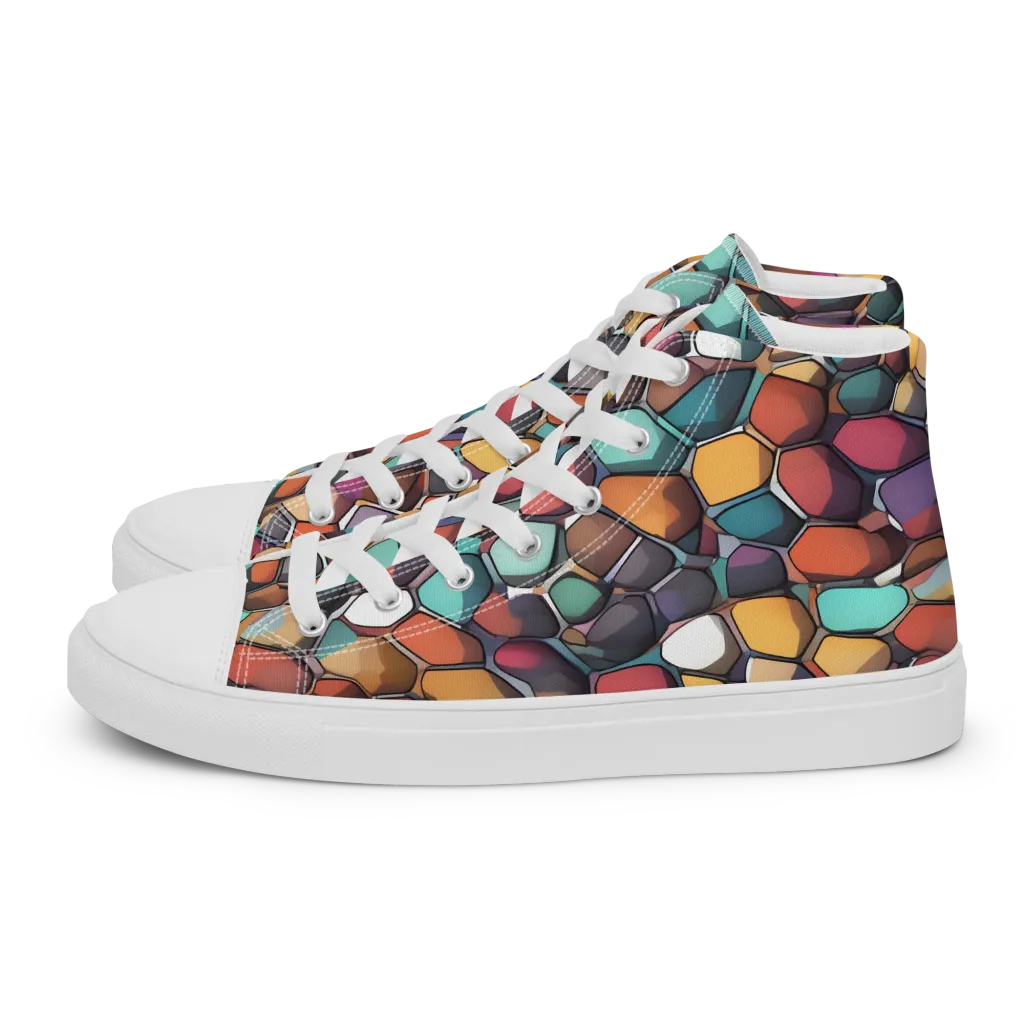 Prism Pebble on Men's High Top Canvas Shoes — Left