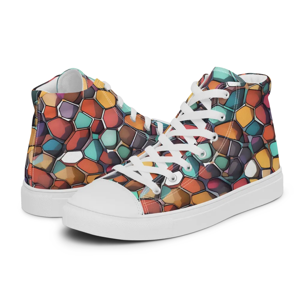 Prism Pebble on Men's High Top Canvas Shoes — Left