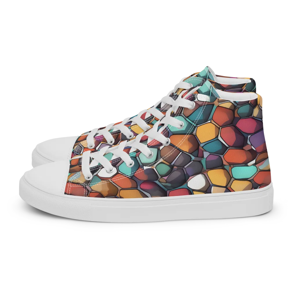 Prism Pebble on Women's High Top Canvas Shoes — Left