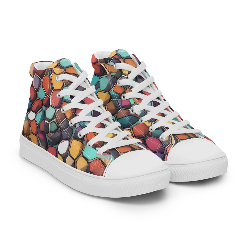 Prism Pebble on Women's High Top Canvas Shoes — Right Front