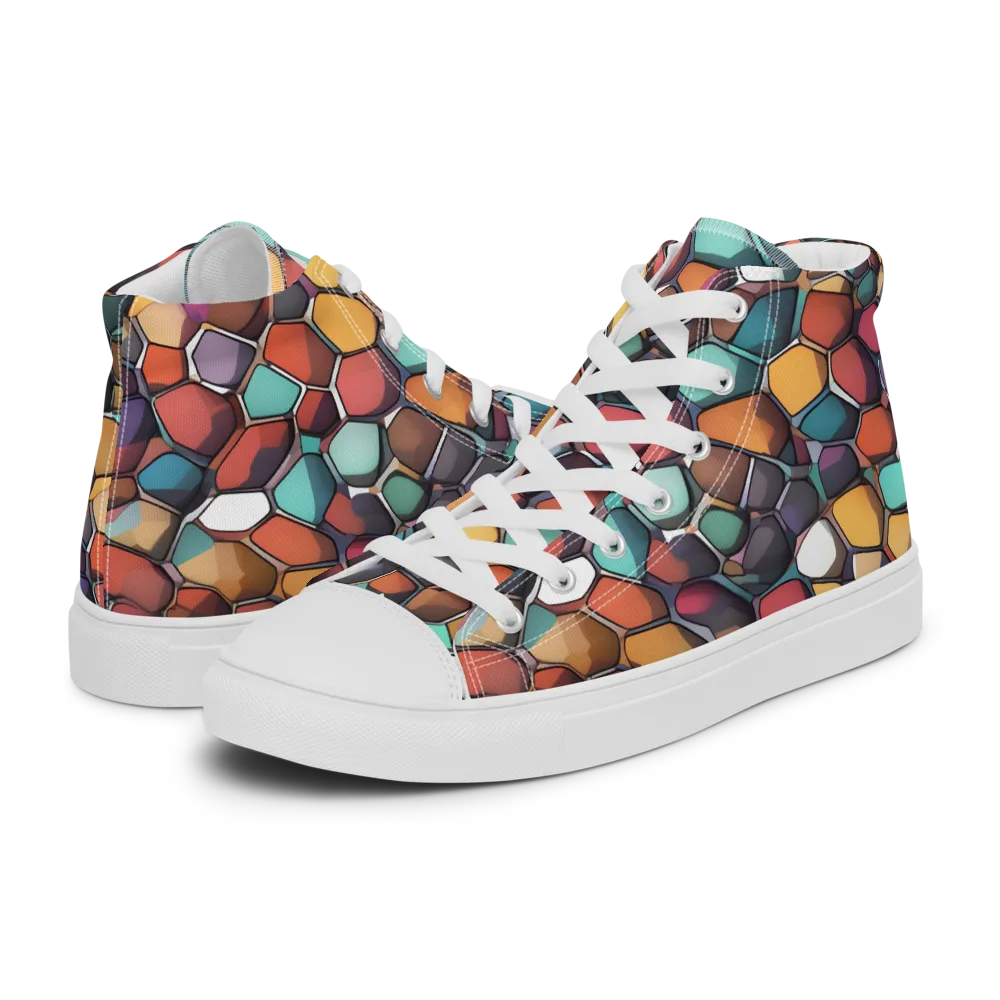 Prism Pebble on Women's High Top Canvas Shoes — Left