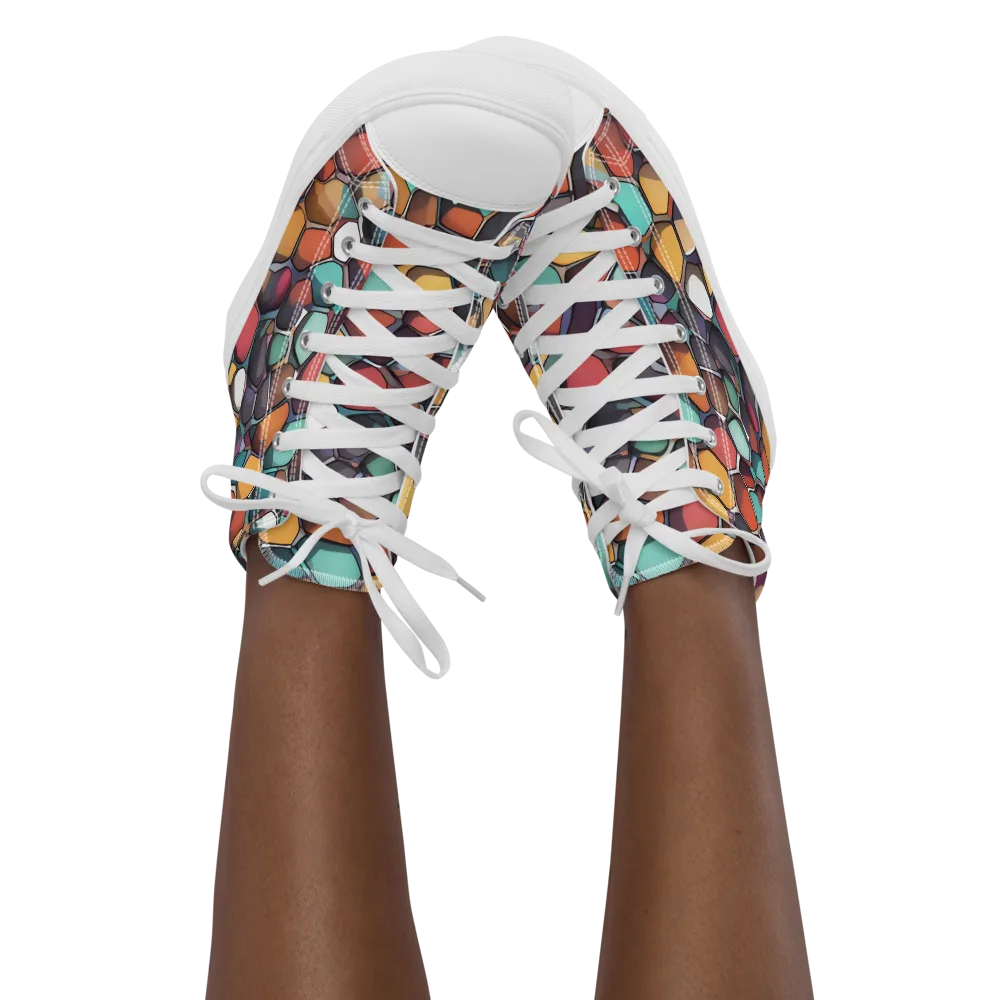 Prism Pebble on Women's High Top Canvas Shoes — Front