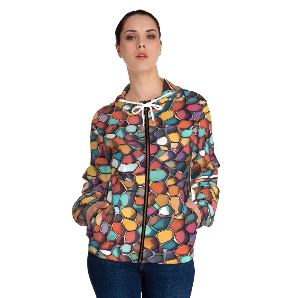 Prism Pebble on Women's Full-Zip Hoodie — Front On Person