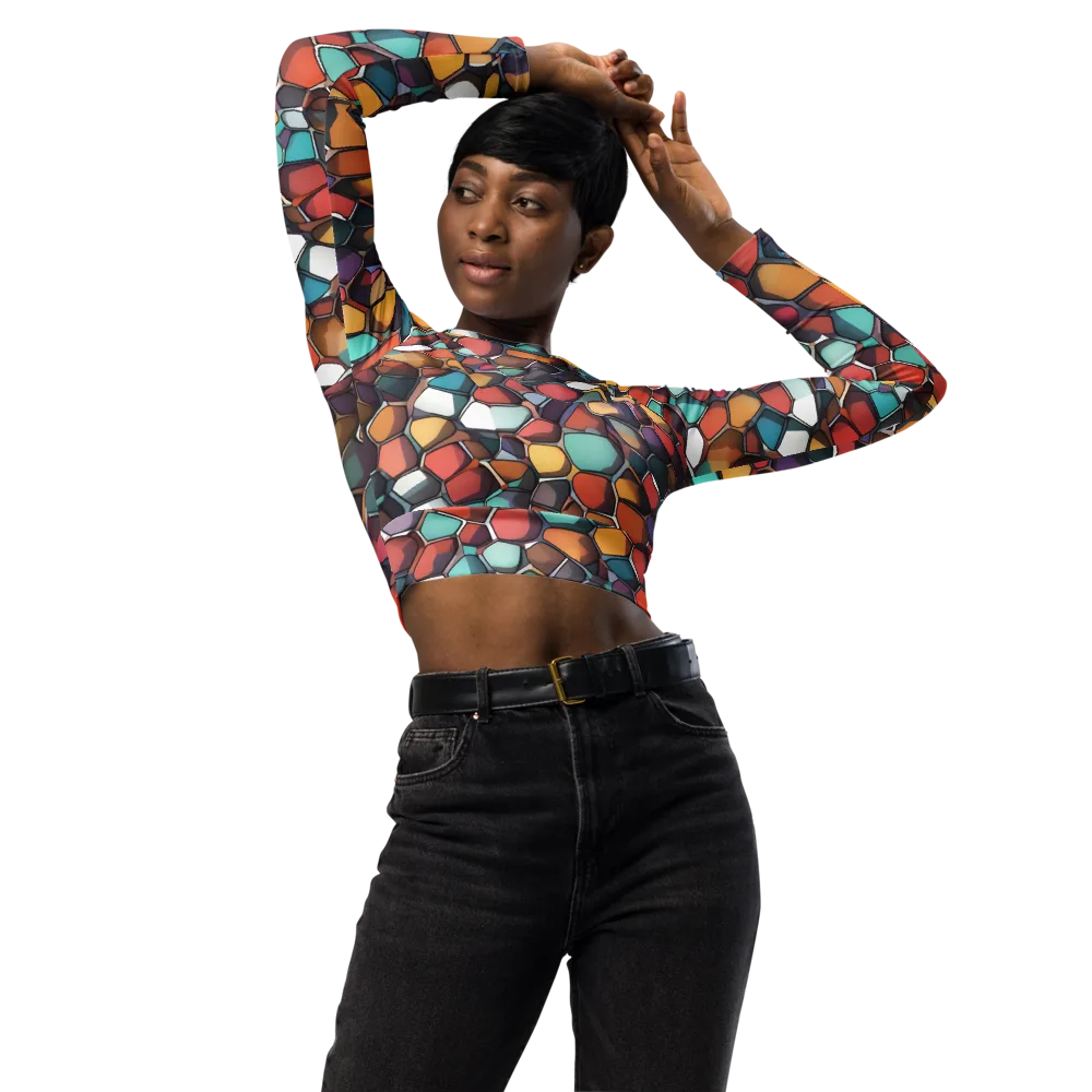 Prism Pebble on Long Sleeve Crop Top — Front